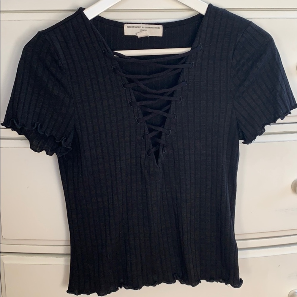 project social x urban outfitters black crop top